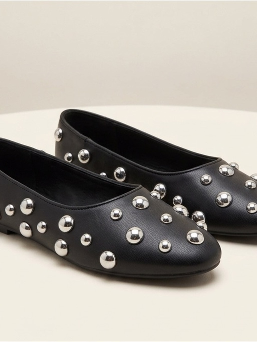 Studded Black Ballet Flats - Women's Fashion Flats